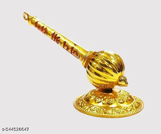 RBHKJ Bajrang Bali Hanuman Gada with Round Stand For Car Dashboard - Metal Gada Pooja Temple or Gifting Home Decoration & Office Decoation