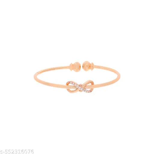 Rose Gold Tone Dazzling Cubic Zirconia Embellished Brass Kada  Bracelet For Women
