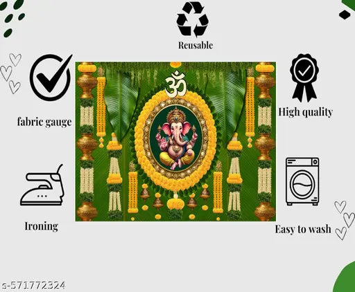 Backdrop Cloth for Pooja Decoration Traditional, Background Decoration Poster for Pooja Background,Curtain Cloth for Festival Fabric (Size-5x8 Feet)