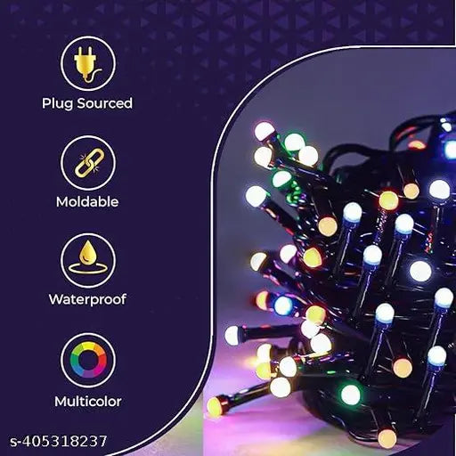 One94Store Rice String Decoration Light | Pack of 1 | 12 Meter, 42 LED, 8 Flashing Modes | Ideal for Outdoor/Indoor Use, Anniversary, Birthday, Diwali, Holi & Christmas Decoration