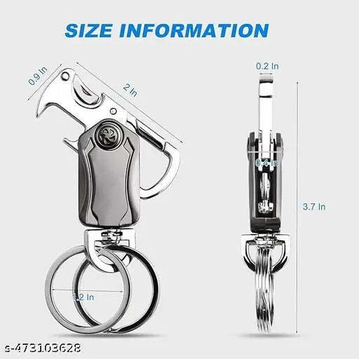5-in-1 Stylish Keychain for Women & Men - 360° Rotation Carabiner with Bottle Opener, Phone Holder, and Decompression Spinner Durable Zinc Alloy Multi-functional Keychain bike and car