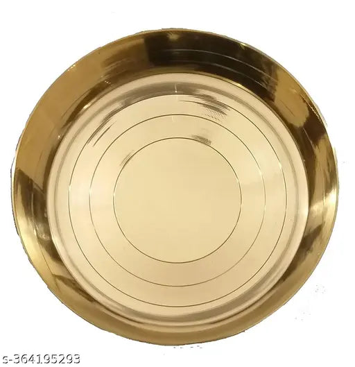 Sai Collection Pure Brass Pooja Bhog Thali Small for Temple Home Laddu Gopal Bhog