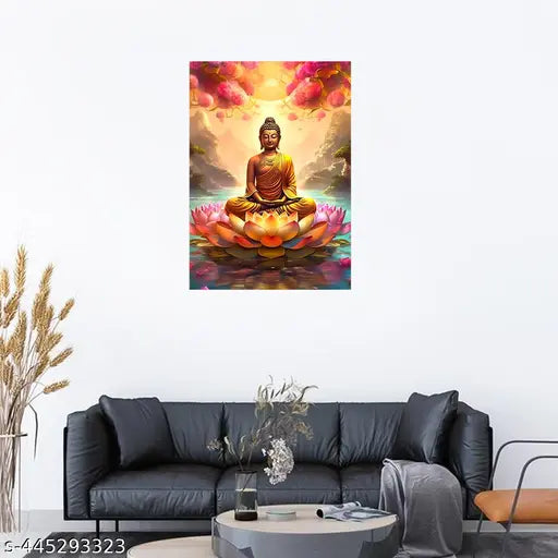 30 cm Buddha wall sticker - Buddha wall sticker for meditation Self Adhesive Sticker  (Pack of 1)
