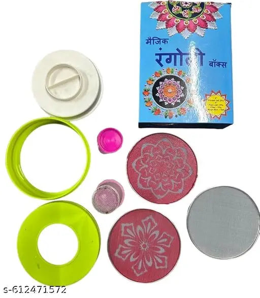 MYSTICAL Rangoli kit with 4-Inch Printed and Plain Jalis, Filter, and Set for Creative Art