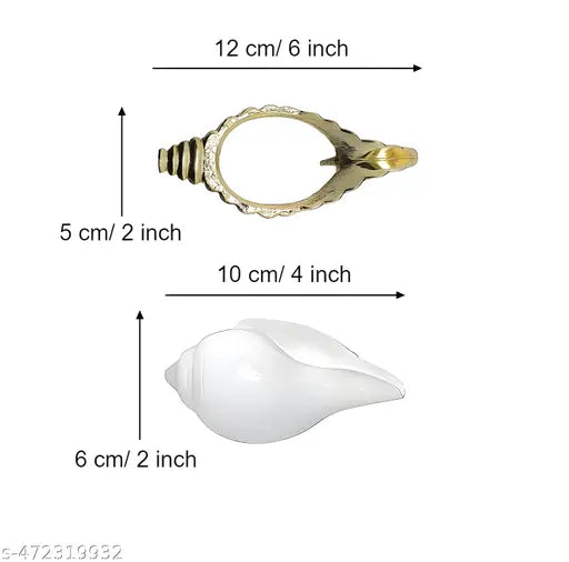 Pooja Jal Shankh & Premium Quality Brass Stand | Home Decor | Spiritual Item | Religious Use | Natural Non Blowing Conch with Brass Stand