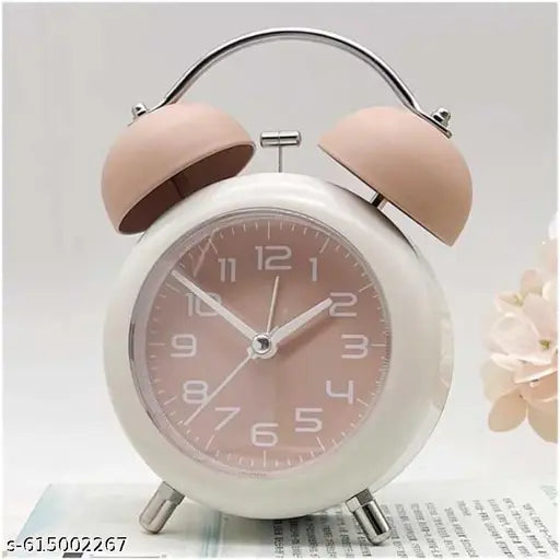 Nuvem Classic Retro Twin Bell Alarm Clock – Silent Non-Ticking Analog Table Clock with Loud Ringer & Night Light & Luminouss Dial – Ideal for Kids Students Bedroom & Study(Pack of 1)