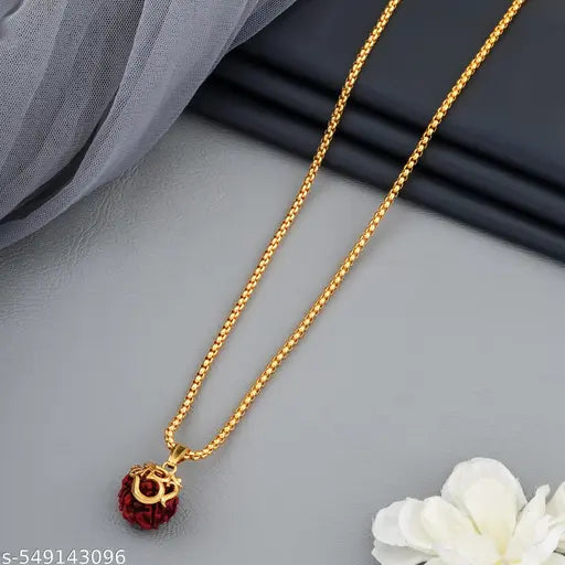 Shree om 5 mukhi Rudraksha locket with chain
