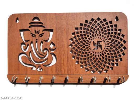Keyholder Wall Hanging Decor  Ganesha Keystand Lord Ganesha Key Holdar Hanger Swastik chakra  pack of 1