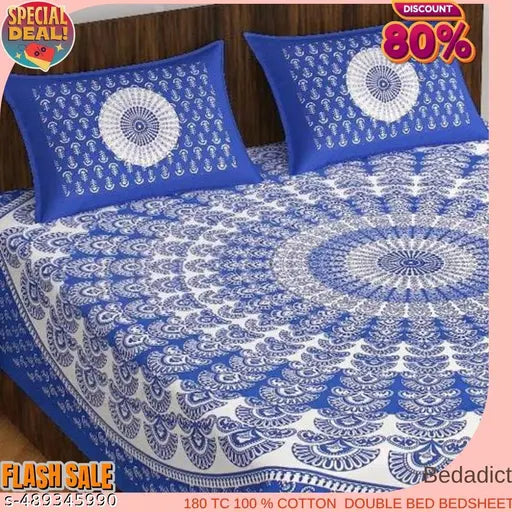 Cotton Bedsheet for Double Bed Combo Of 1 bedsheet With 2 Pillow Cover