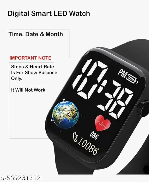 Stylish Waterproof Digital Date and Time Square Rectangular Display Watch for Kids Unisex Digital Watch for Baby Boys & Girls