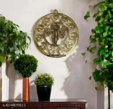 SM ENTERPRISES Golden Panchmukhi Hanuman with Om for Door Entrance, Office, Puja, Vastu