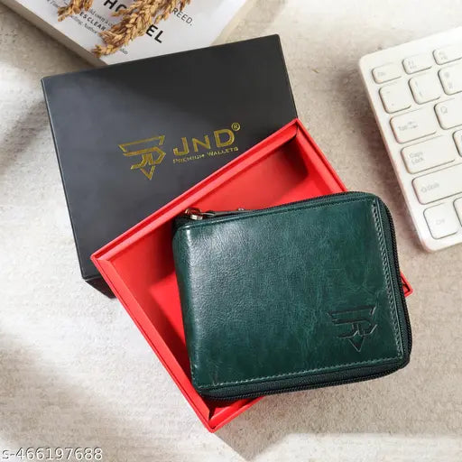 Genuine Leather Zipper Wallet RFID Secure Large Capacity Double Fold Multi-Card Leather Wallets for Men and Coin Purse.