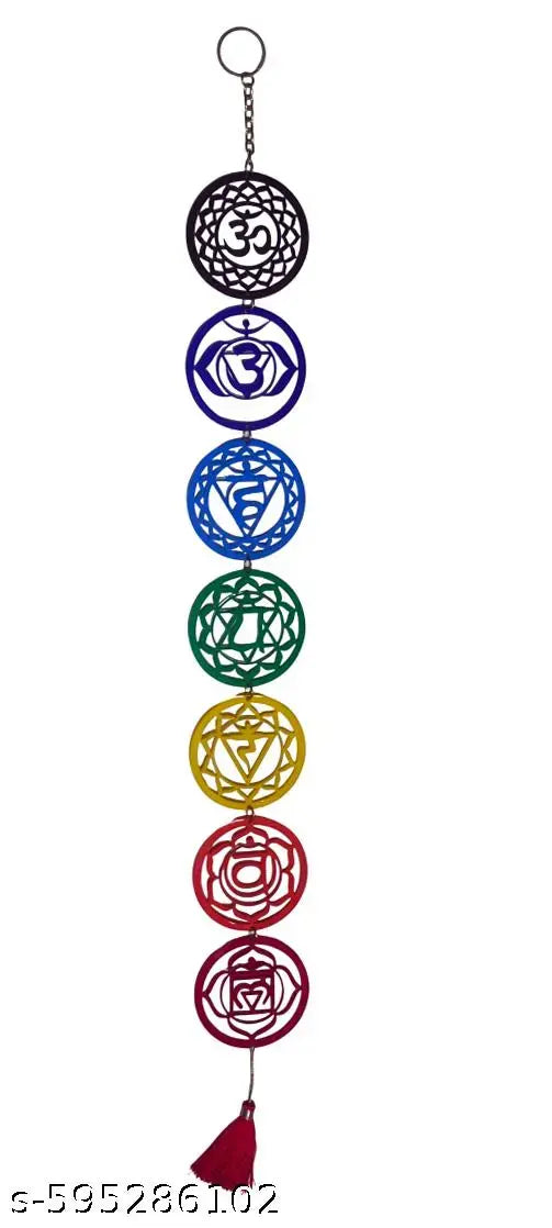 FOOTPRINT 7 Chakra Acrylic Wall Hanging with tassel - Spiritual Energy, Good Luck for Home, Car and Door /Office and Meditation  spaces