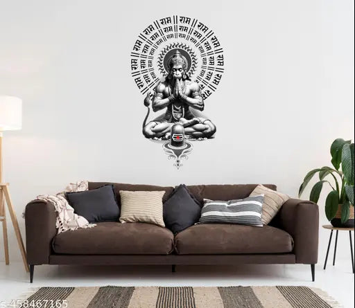 Artistic Decal Lord Hanuman ji  Wall Sticker for Living Room, Bedroom, Kids Room, Big size sticker, 3D sticker