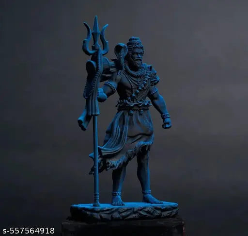3D Printed Lord Shiva Standing Idol – UV Resin Mahadev Murti for Home, Office, Car & Gifting – Royal Blue Finish
