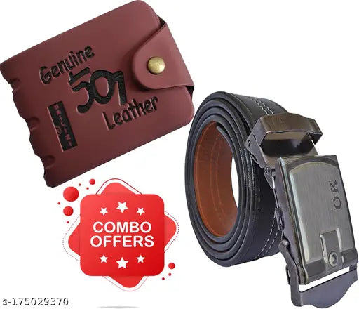 Men's Causal & Formal Synthetic Belt & Wallet Combo