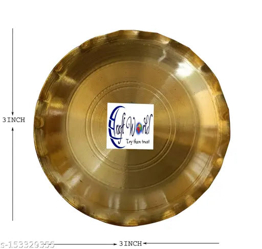 Craft World small Brass DJS Bhogathali for serving dry fruits/sweets(4Pieces, Gold) ( Pack of 4)