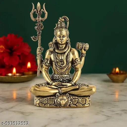 Lord Sitting Shiva Statue for Home & Office Decor II Mandir Puja II Showpiece II Gift Idol II Mahadev II Bholenath II Shankar Ji Shiv ji Murti for Pooja Lord Shiva Statue Figurines Idol Mahadev Sculpture