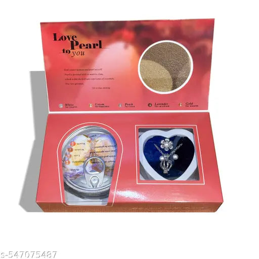 DIY Freshwater Pearl Necklace Kit – Hidden Oyster with Real Pearl & Pendant Cage – Surprise Jewelry Box