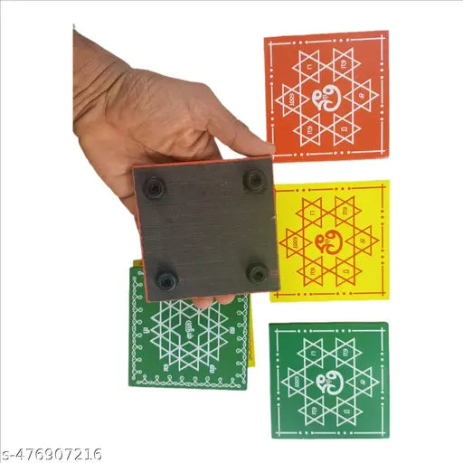 Poojai chowki |Manai | Decoration items | Diya / small Statue Stand 4inch x 4inch SaRaVaNaBaVa 3pcs Iswaryam Kolam 3pc set of 6pcs