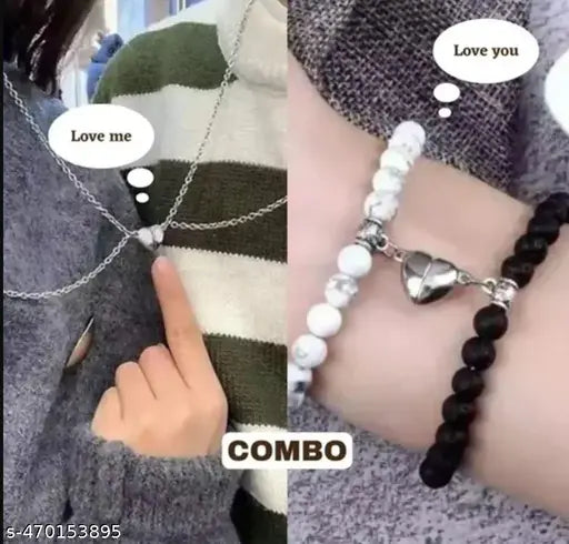 Couple Magnet Heart Attraction Lockets | Women Pendants | Men Lockets | Magnetic Attraction Bracelets: Base Metal: Alloy