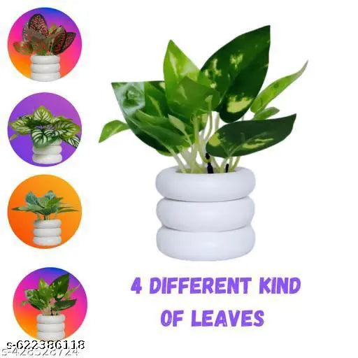 Planet Artificial Plants for Home Decor | Realistic Looking | Home Decor Items | Durable Plastic | Wall Decoration Items for Living Room | Dimensions: 6 cm X 12 cm (Pack of 4)