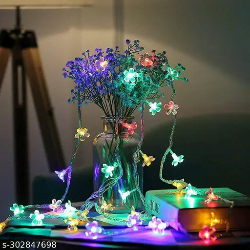 Silicon Flower Fairy String Light | Pack of 1 | Multi-Color LED Decorative Curtain Light, Soft Silicon Flower Design, Indoor/Outdoor Use | Ideal for Diwali, Christmas, Wedding, Party & Home Decoration