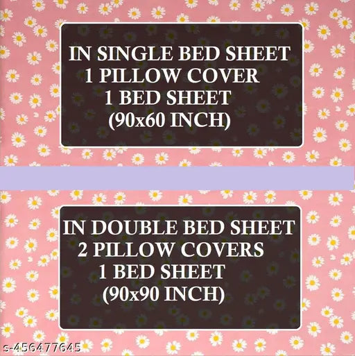 Super Soft Cotton Double Bed Queen Sized Bedsheet with 2 Pillow Covers || Cotton Double Bed Bedsheet with Modern Elegant Prints| Stylish Printed Cotton Bedsheet
