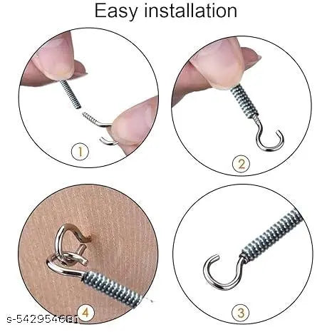 Spring Curtain net Wire Cord Cable Kit for hang. Suitable for wood , wall , windows and doors. Window Net Curtain wire with 10 Hooks 10feet