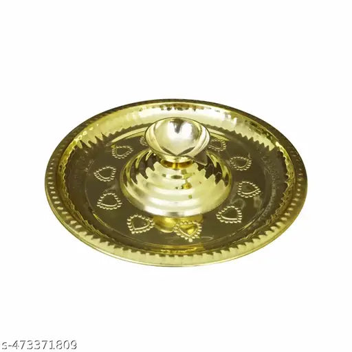 Brass Diya for Puja | Pooja Aarti | Arti Deepak Deepam Oil Lamp for Home Temple Puja Articles Decor Gifts[Weight: 200gm]- Temple Diya Aarti (Large Diameter: 23cm)