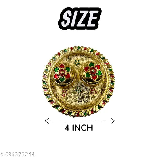 Kumkum Thali with Trendy & Eye-Catching Design | Kankavati | Golden Kankavati | Puja Products | Puja Thali | Kum Kum | Pack Of 6 Piece |