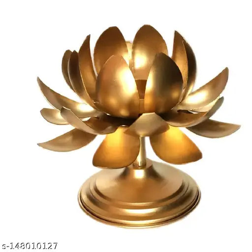 Lotus Shape - Brass Finish Tea Light Candle Holder, Pack of 2 pieces Brass Material Tea light Candles / Pillar Candle / Votive Candle.