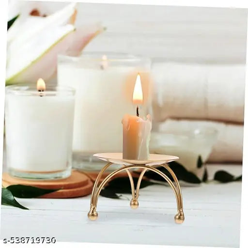 ( Pack Of 4 ) Golden Iron Plate Tealight Candle Holder & Stand, Diwali Decoration Items, Diwali Table Decoration, Diwali Pooja Decoration, Christmas Decoration Items, Christmas Table Decoration, Christmas Decor, Candle Holders, Candle Stands, Tealight Can