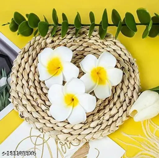 Bellu Artificial flower Big Foam Hawaii Beach Water Floating Flowers for Decoration, Pooja Thali. Festival & Events, Home, Table, Bedroom, Pooja Room, DIY Craft (White, 6 cm) (8 pcs)