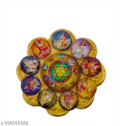 Balaji Traders - Shri Navdurga Yantra Flower Plate for Pooja Meditation Health and wealth Kast Nivaran Yantra Vyapar Vriddhi Yantra