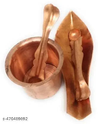 Anchmani and Panchpatra Combo Set for Puja Copper  (Brown)