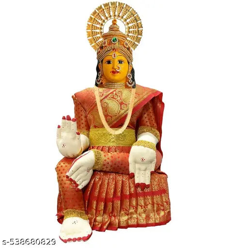 Pink Saree Varalakshmi Pooja Idol Full Set 12 Inch / Varalakshmi Amman Pooja Idol Lakshmi Devi Idol for Varalakshmi Vratam
