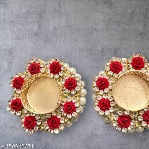 Rose Kundan Tealight Holder set of 2