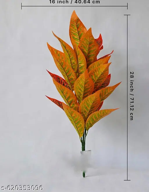 Plant 26 Leaves for Home Décor | without pot Lifelike Tropical Leaf Arrangement with out pot| Faux plant for home | Decorative plant arrangement | Realistic tropical leaves | Lifelike croton leaf | Indoor plant décor | Artificial greenery | Leafy home déc