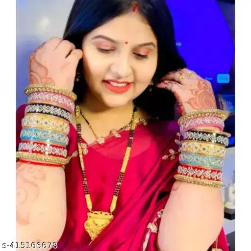 Rajasthani Multicolor Square Pattern Bangle Set for Girls/Women for Wedding/Bridal/Ceremony