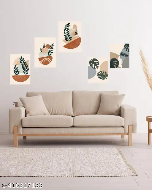 Boho Wall Art Bundle, Mid Century Art Prints, Modern Wall Decor, Collage Posters, Set of 12, Natural Wall Decor size-A4
