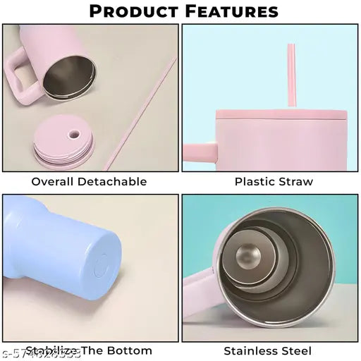 Tumbler with lid and Straw 1200ML Cup Stainless Steel Vacuum Insulated Tumbler for Water, Iced Tea or Coffee 1.2L Office Gym Travelling (40-OZ- Pink Blue)