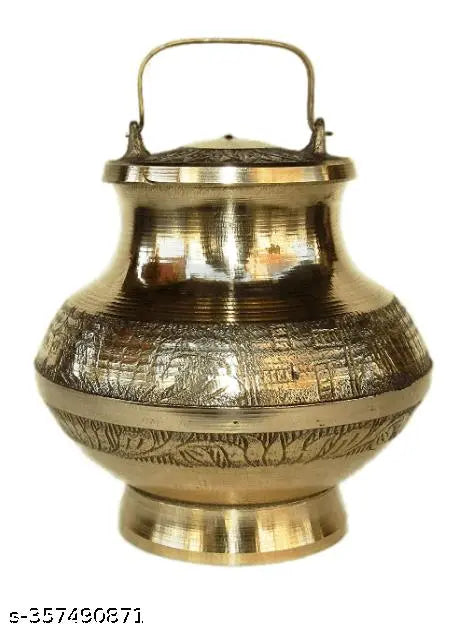 HaridwarDivine | Pure Brass Lota With Cover Brass Pooja Lota Kalash Lota Lota Kamandal Gold Standard