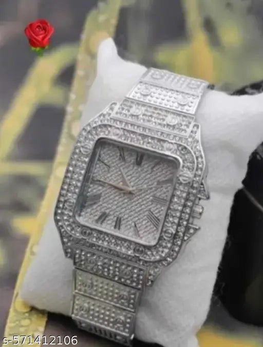 New Trending Analog Watches Diamond Watches For New Generation Boys & Mens (Special For Party Wear) Color - Silver