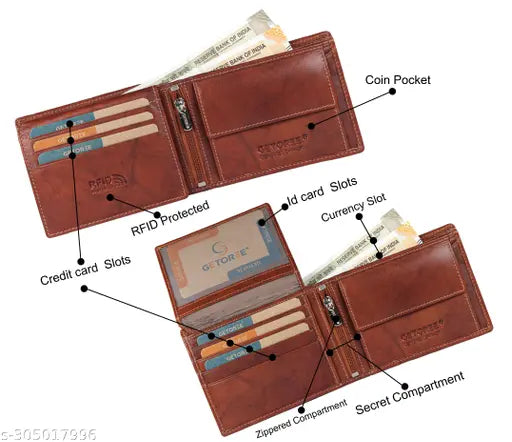 GETOREE Florence  RFID Blocking Leather Wallets for Men -TAN
