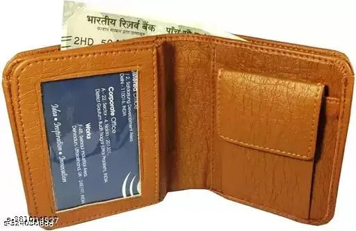 Men Tan Artificial Leather Wallet - Regular Size (5 Card Slots)