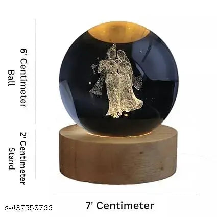 GEETA ENTERPRISES  3D lamp for Bedroom 3D Lamps for Home Decoration 3D Crystal Ball Night Light Gifts for Women Gifts for Men Room Decor Items for Bedroom (Radha Krishna Night lamp