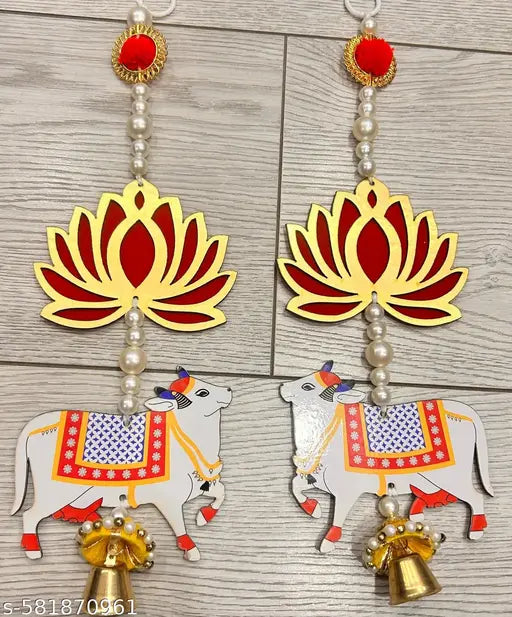 Traditional Toran cow and Lotus backdrop for festival season