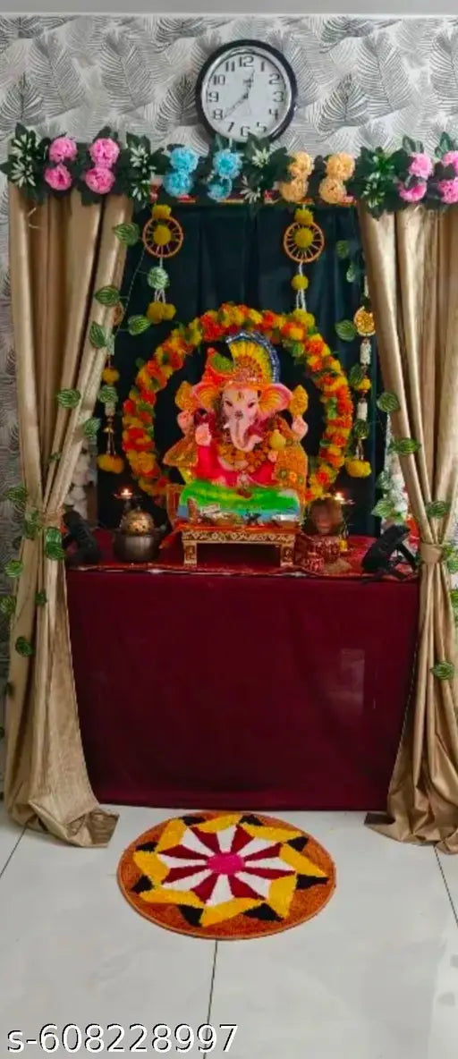 Super Soft Microfiber Traditional Modern Rangoli Door Mat for Home, Temple, Living Room, Kitchen, Door Entrance Mat (60x60] Inch, Floral), Modern Design