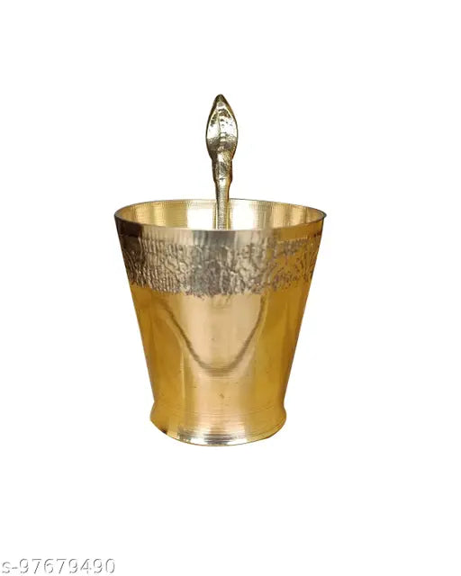 Craft World  Brass Panch Patra Glass with Naga Spoon, Panchapatra Set for Serve Secread/Holy Water, for Poojan Purpose. puja articles